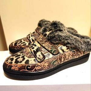Brand New L’Artiste Spring Step "Lamya" Leather Fur-lined Mule Sz.7/37 Ret.$110